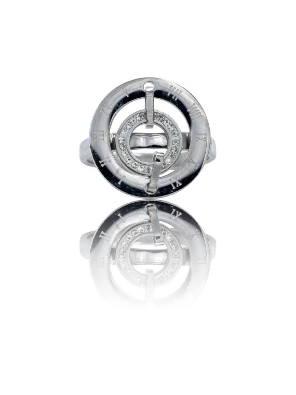 Très Jolie Bague Femme Acier Ornée Zirconium