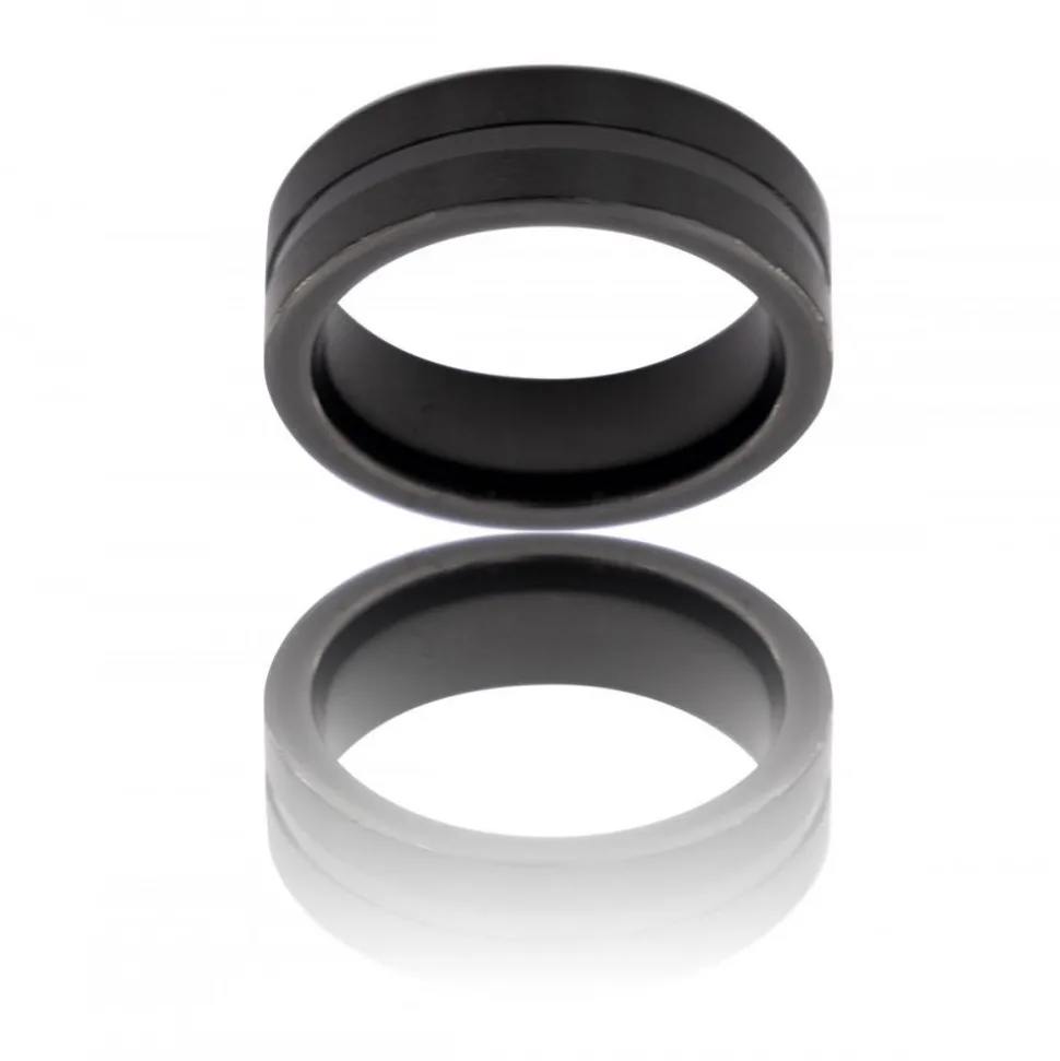 Très JolieBague Acier Noir Mâte Homme MATA
