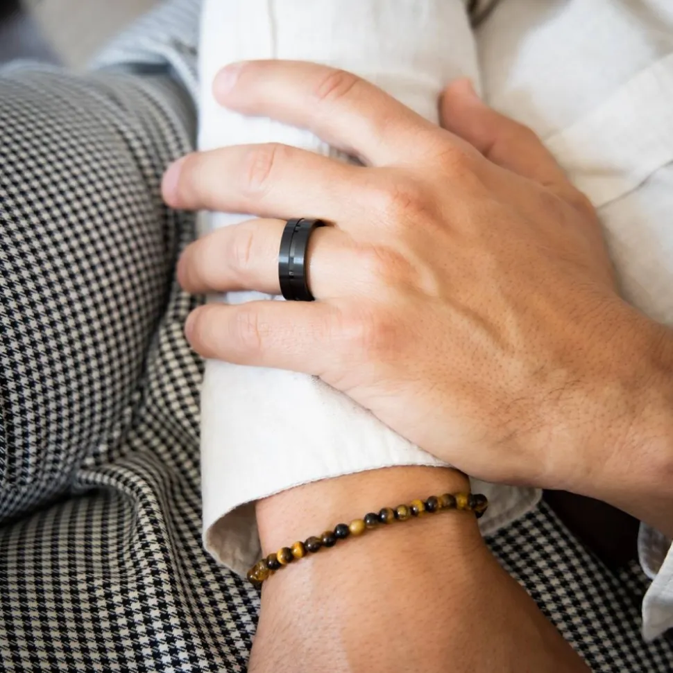 Très JolieBague Acier Noir Mâte Homme MATA