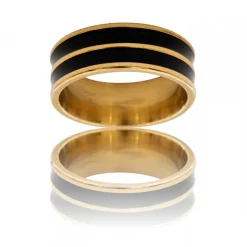 Votre Bague Acier Doré Noir Homme ORA
