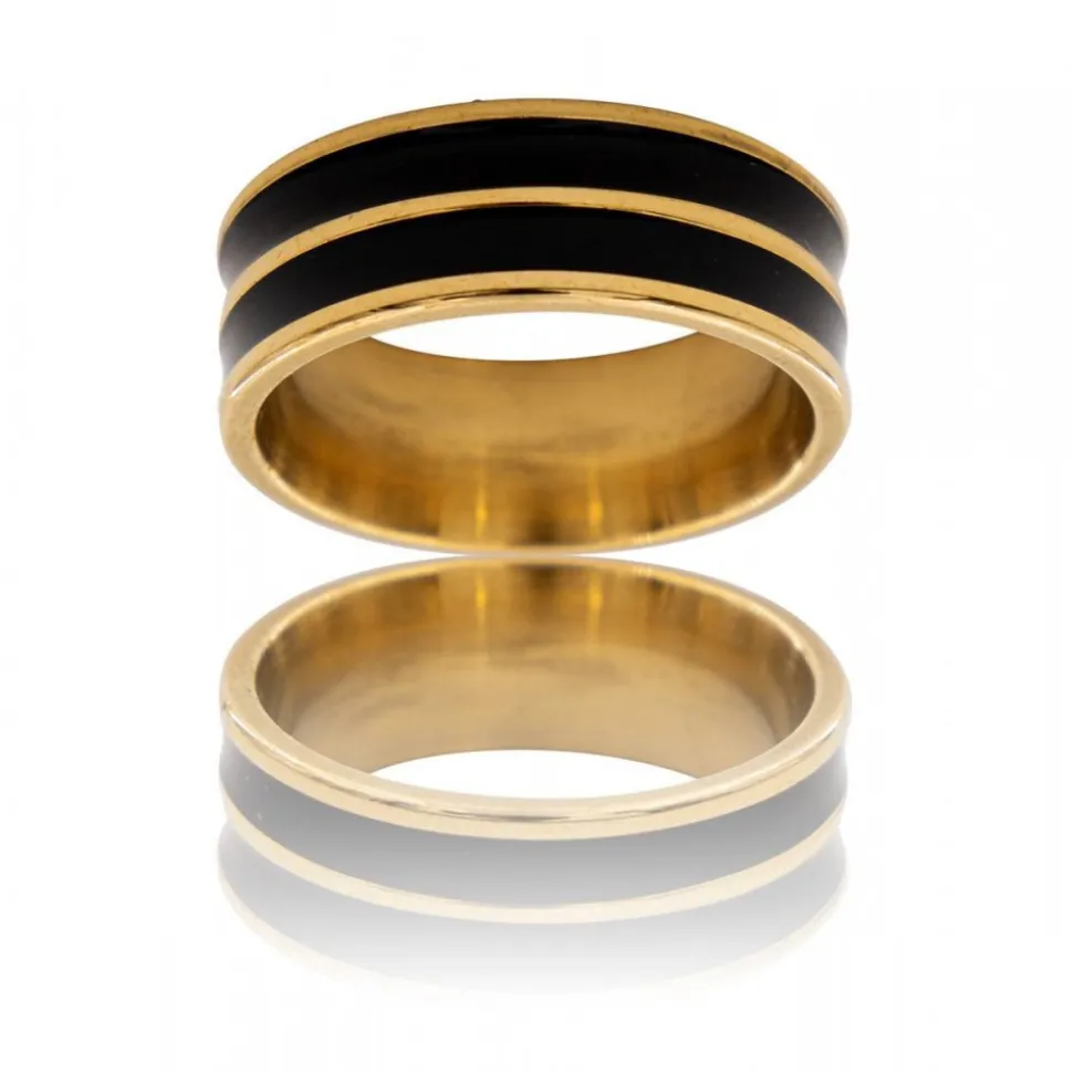 Votre Bague Acier Doré Noir Homme ORA