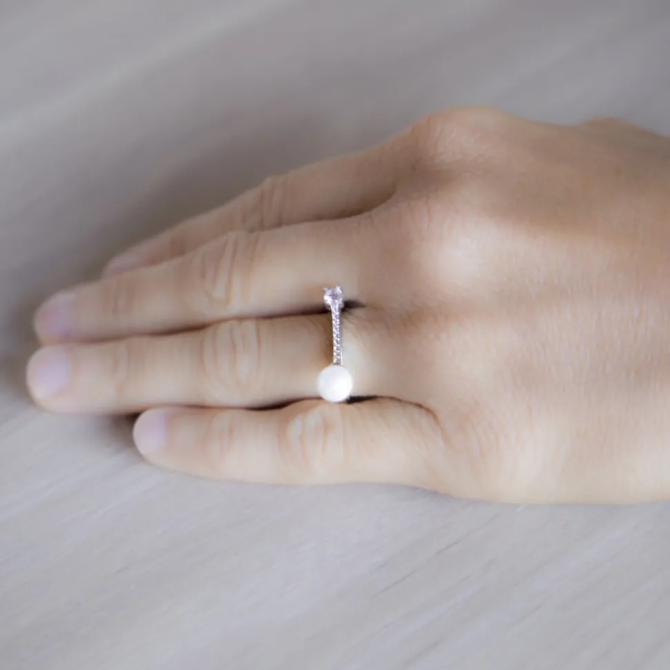 Votre Bague Femme Ajustable SEGMA Perle Strass